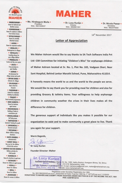 Maher Appreciation Letter